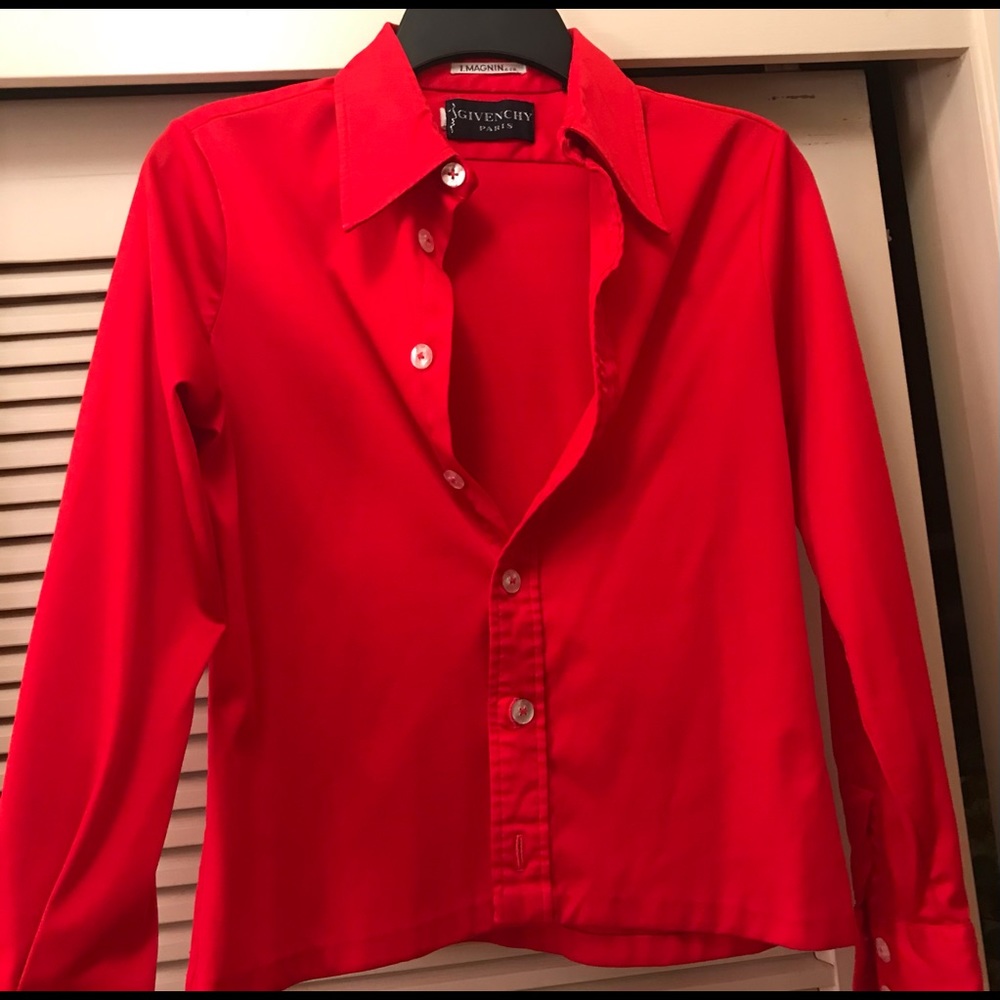 Vintage 60s-70s  Givenchy women’s poly blouse red